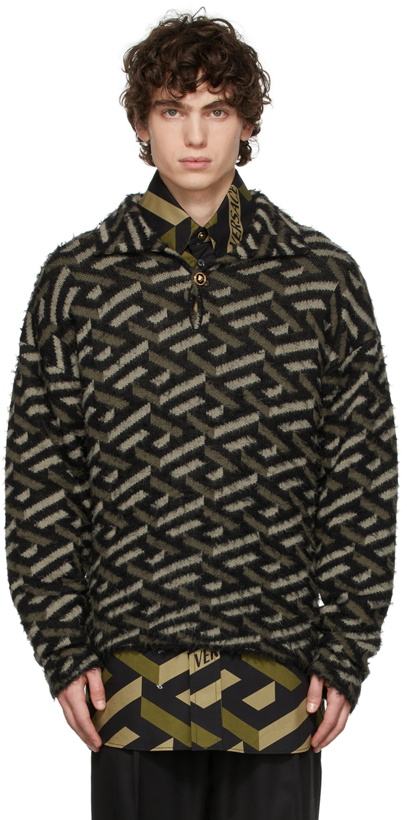 Photo: Versace 'La Greca' Brushed Wool Jacquard Sweater