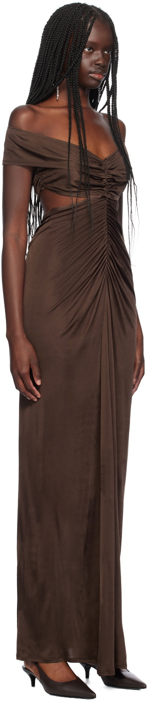 Atlein Brown Ruched Maxi Dress