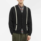 Beams Plus Men's 9G Stripe Cardigan in Black