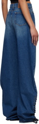 Mônot Blue Baggy Lace Up Jeans