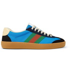 Gucci - JBG Webbing, Suede and Leather-Trimmed Nylon Sneakers - Men - Light blue