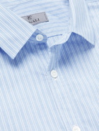 Canali - Striped Cotton and Linen-Blend Shirt - Blue