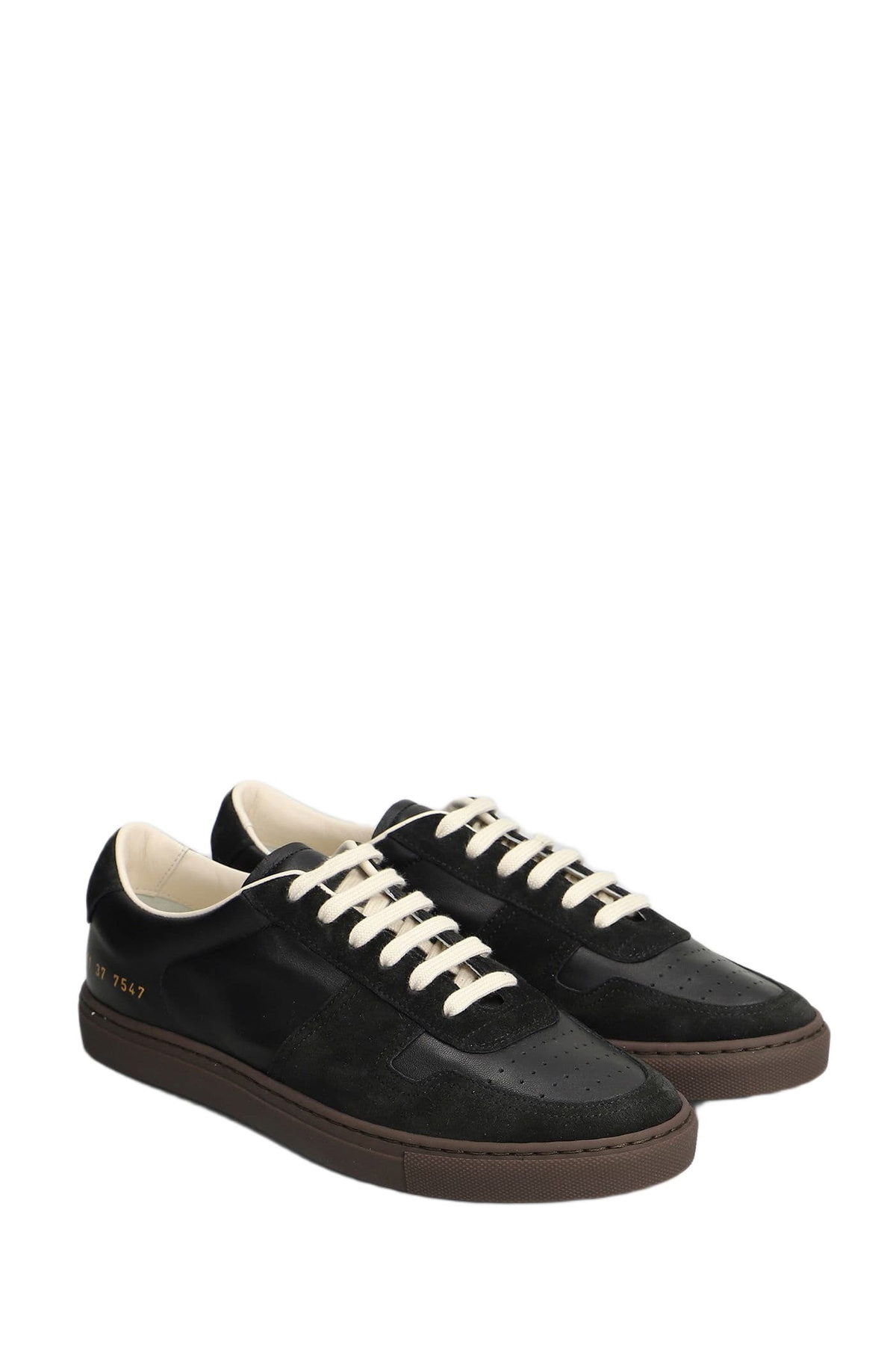 Common Projects Bball Slim Sneakers In Black Suede And Leather