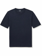 Drake's - Linen and Silk-Blend T-Shirt - Blue