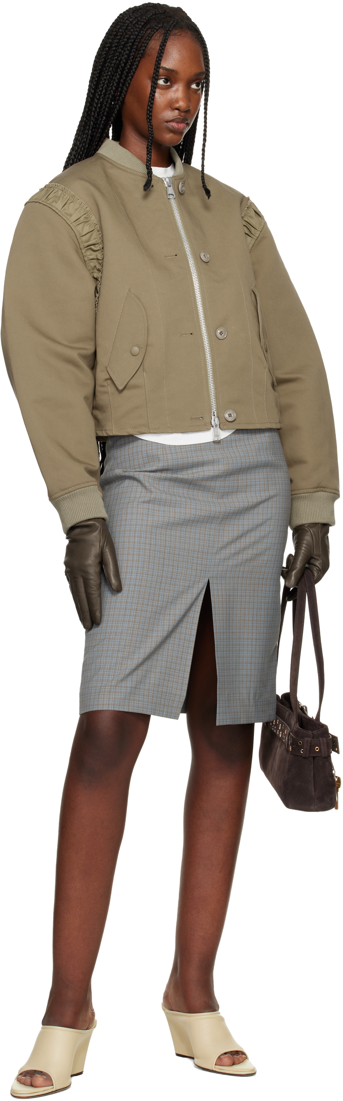 OUR LEGACY Khaki Frill Bomber Jacket