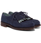 J.M. Weston - Leather-Trimmed Suede Kiltie Derby Shoes - Men - Navy