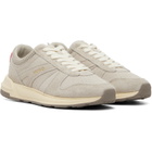 Hugo Beige Logo Detail Textured-Suede Sneakers