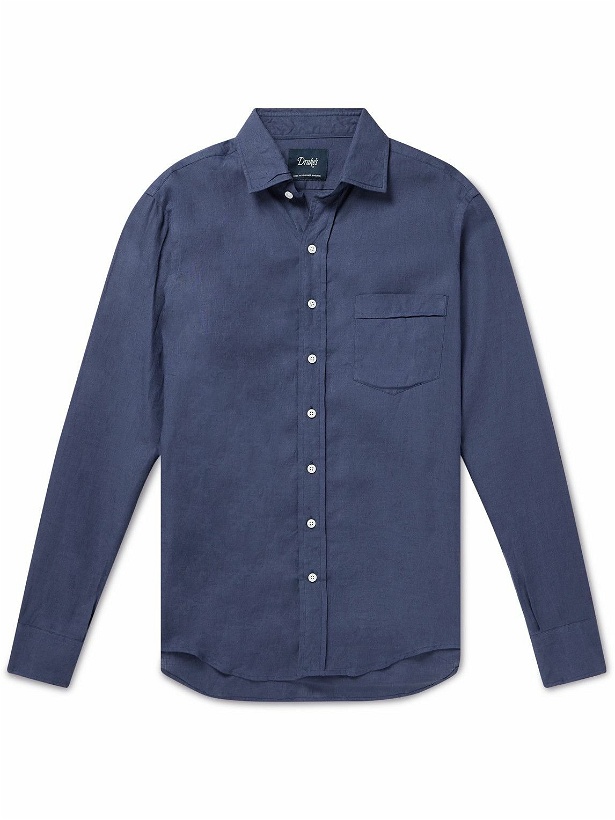 Photo: Drake's - Crinkled Linen-Gauze Shirt - Blue