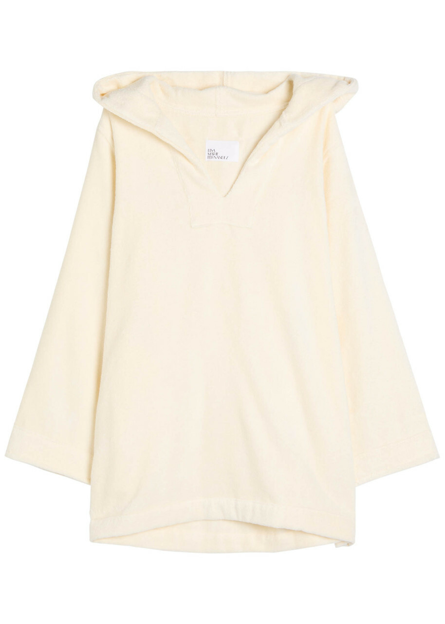 Lisa Marie Fernandez Hooded Terry Beach Tunic Cream