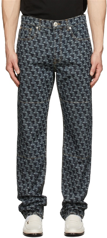 Photo: Lanvin Navy Tapered Print Trousers