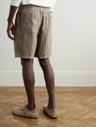 James Perse - Straight-Leg Garment-Dyed Linen Drawstring Shorts - Brown