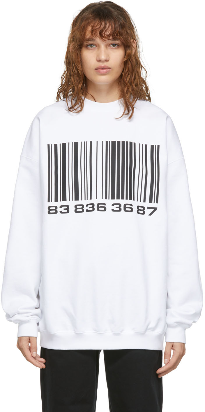 VTMNTS White Big Barcode Sweatshirt VTMNTS