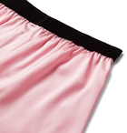 TOM FORD - Velvet-Trimmed Stretch-Silk Satin Boxer Shorts - Pink