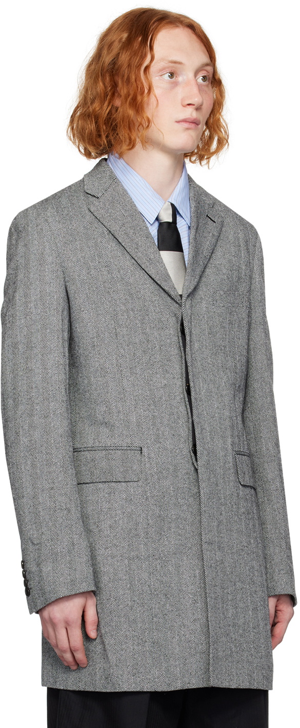 Comme des Garçons Homme Deux Black & White Three-Button Coat