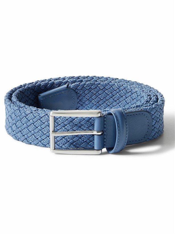 Photo: Anderson's - 3.5cm Leather-Trimmed Waxed-Cotton Belt - Blue