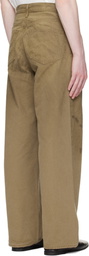 stein Khaki Sulfur Dyed Oxford Vintage Wide Trousers