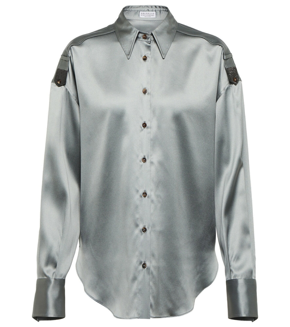 Linen shirt with monili for Woman in Yuta | Brunello Cucinelli