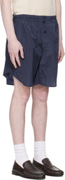 Hed Mayner Navy Curved Shorts