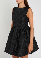 Sister Jane Lucia Floral-jacquard Cloqué Mini Dress Black