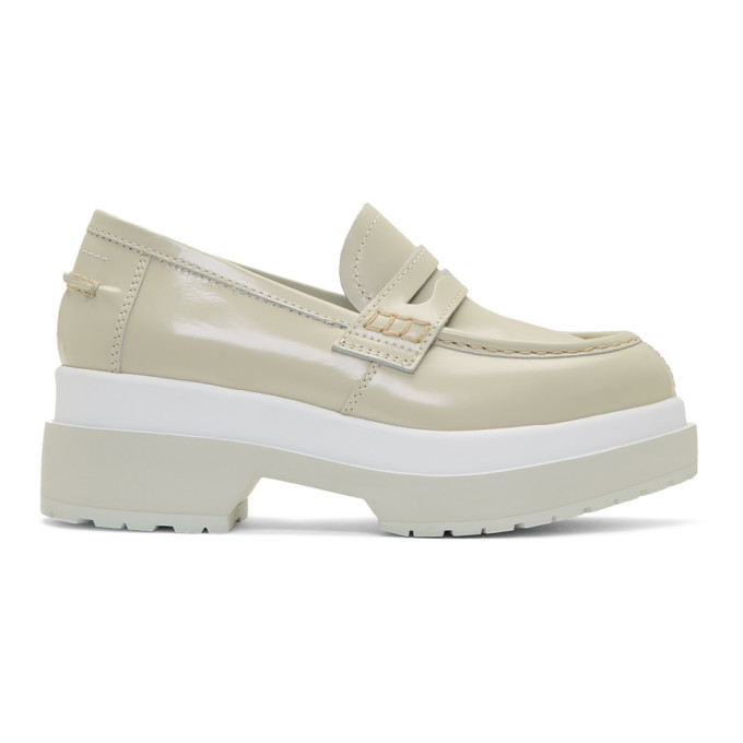 MM6 Maison Margiela Green and White Platform Loafers MM6 Maison Margiela