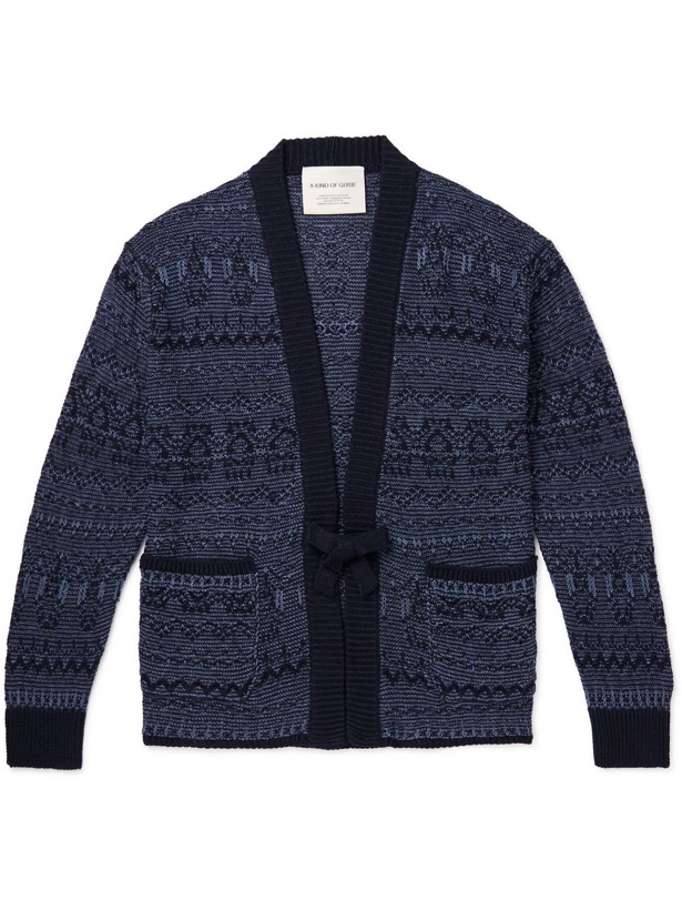 Photo: A Kind Of Guise - Jacquard-Knit Linen and Merino Wool-Blend Cardigan - Blue