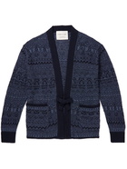 A Kind Of Guise - Jacquard-Knit Linen and Merino Wool-Blend Cardigan - Blue