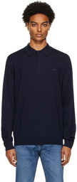 Lacoste Navy Merino Wool Long Sleeve Polo