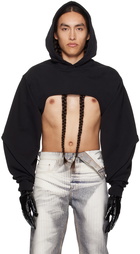 Mugler Black Cropped Hoodie