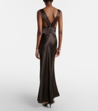 SIR Lace-trimmed silk maxi dress