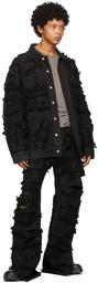 Rick Owens Drkshdw Black Denim Jumbo Destroyed Worker Jacket