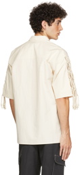 Nanushka Off-White Poplin Macramé Alain Short Sleeve Shirt