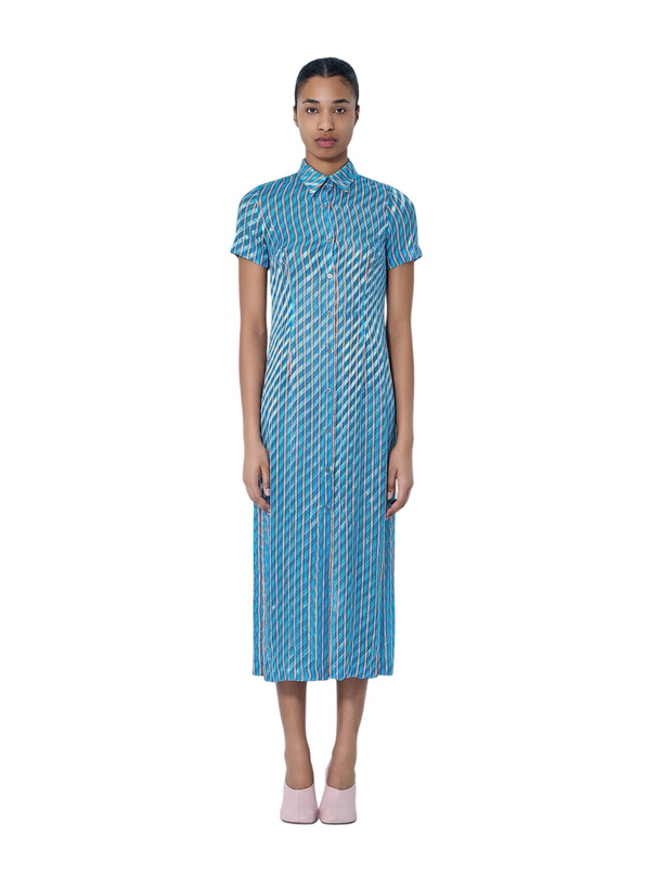 dries van noten blue dress Belted Shirt Dress in Steel main image 1