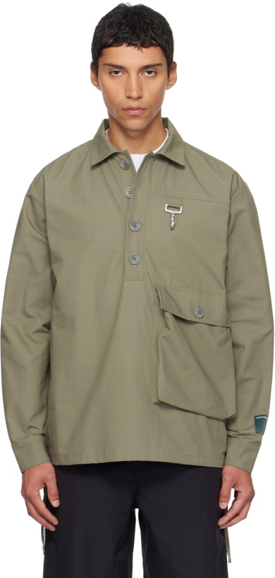 Photo: Reese Cooper Khaki Cotton Ripstop Pullover Cargo Shirt