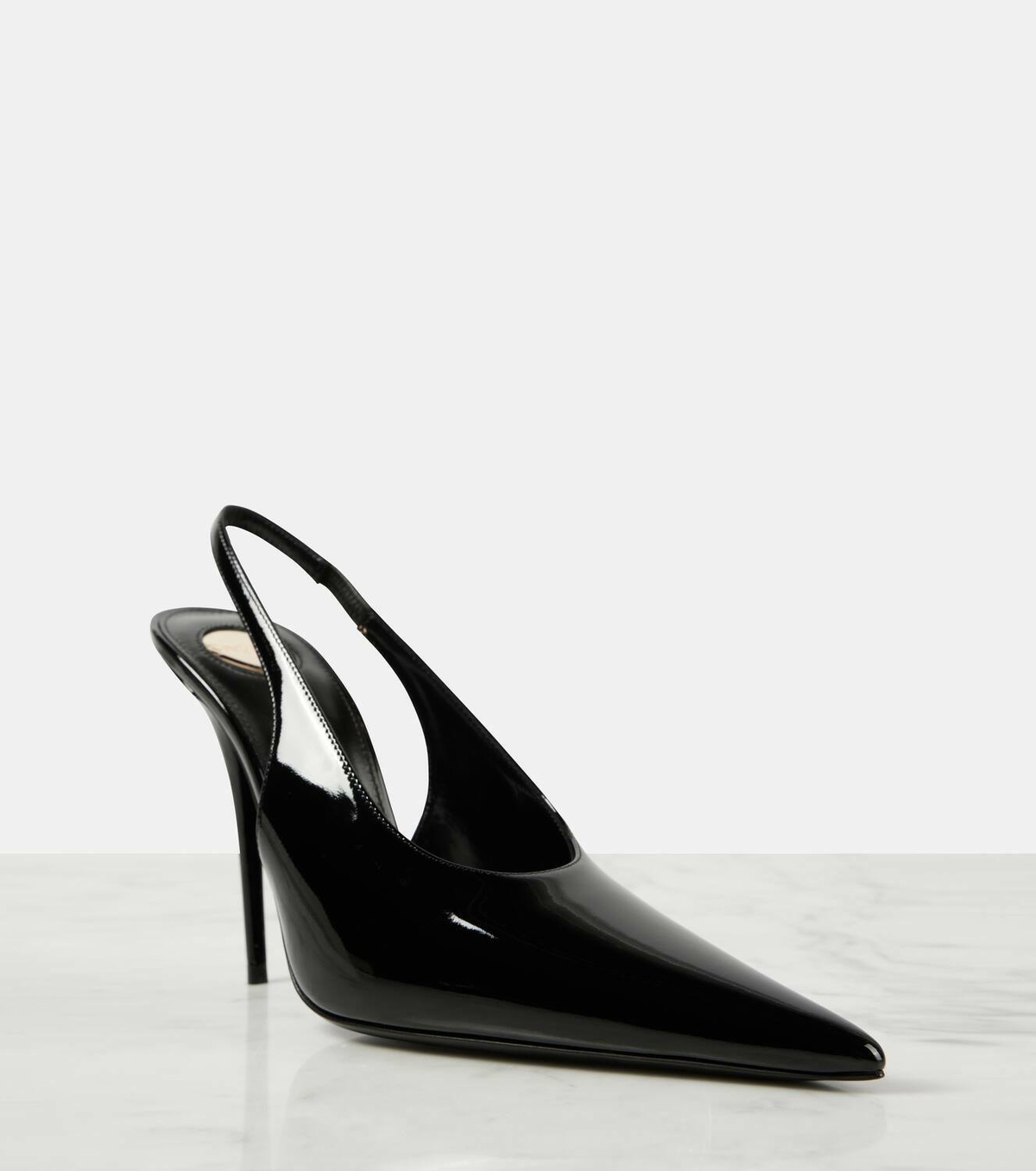 シューズ・サンダルその他 SAINT LAURENT Miller 110 patent leather slingback Black Miller patent-leather slingback wedge pumps | SAINT