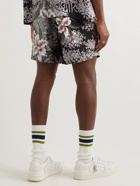 AMIRI - Straight-Leg Floral-Print Silk-Twill Drawstring Shorts - Black