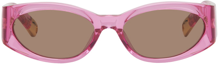 Photo: JACQUEMUS SSENSE Exclusive Pink 'Les Lunettes Ovalo' Sunglasses