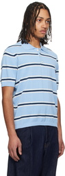 Dunst Blue Striped Knit Polo