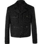 AMIRI - Cropped Silk Twill-Trimmed Bouclé Jacket - Black