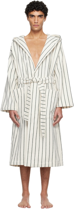 Photo: Tekla White & Green Terry Hooded Bathrobe