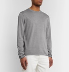 rag & bone - Trent Contrast-Tipped Merino Wool, Cotton and Linen-Blend Sweater - Gray