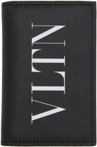 Valentino Garavani Black Calfskin 'VLTN'Card Holder