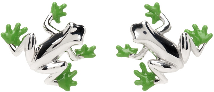 Photo: YVMIN Silver & Green Tree Frog Earrings