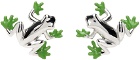 YVMIN Silver & Green Tree Frog Earrings