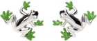 YVMIN Silver & Green Tree Frog Earrings