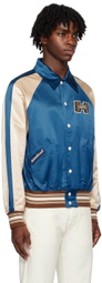 HAULIER Blue & Off-White Paneled Bomber Jacket