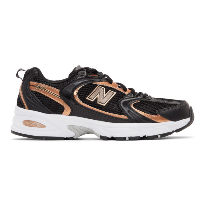 Photo: New Balance Black and Orange 530 Sneakers