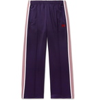 Needles - Embroidered Striped Satin-Jersey Track Pants - Purple