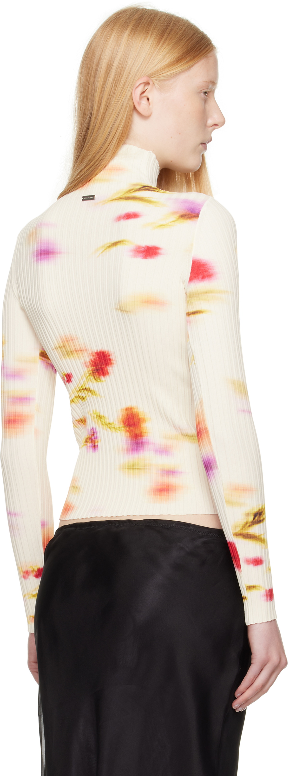 Ferragamo Off-White Blossom Print Turtleneck