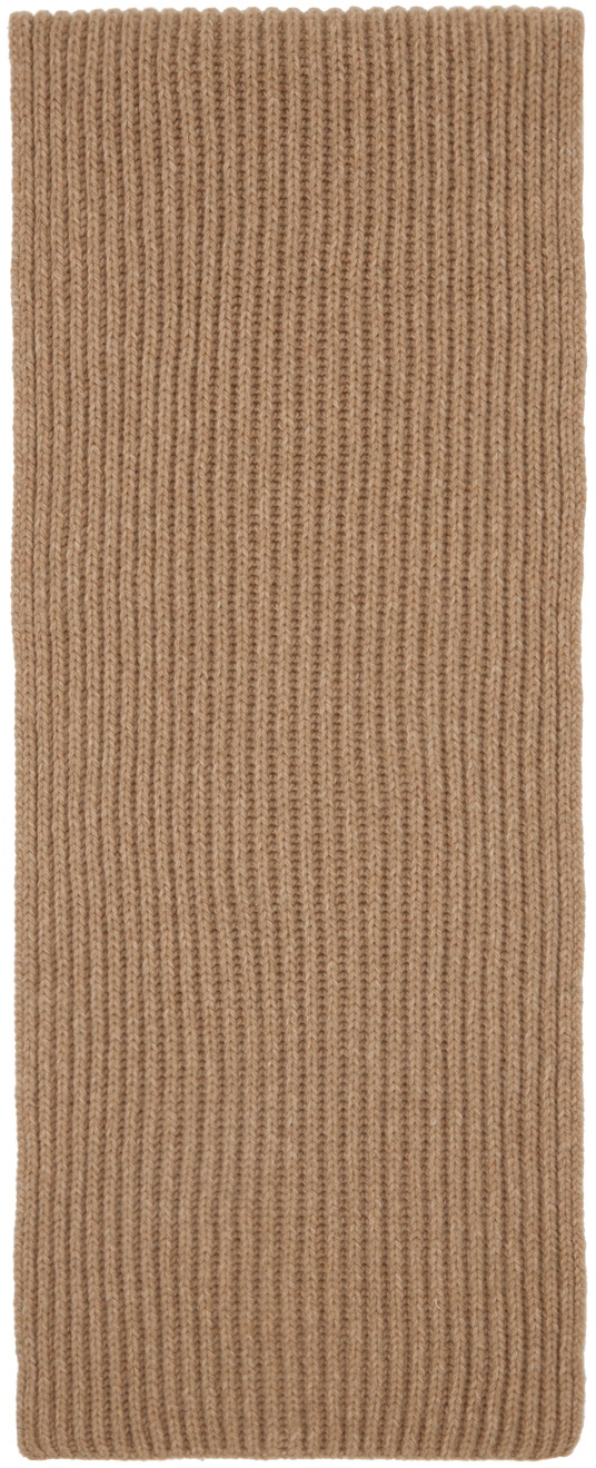 GANNI Beige Ribbed Scarf GANNI