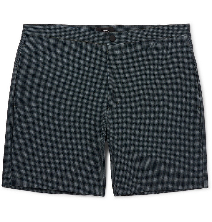 Photo: Theory - Slim-Fit Mid-Length Printed Swim Shorts - Green